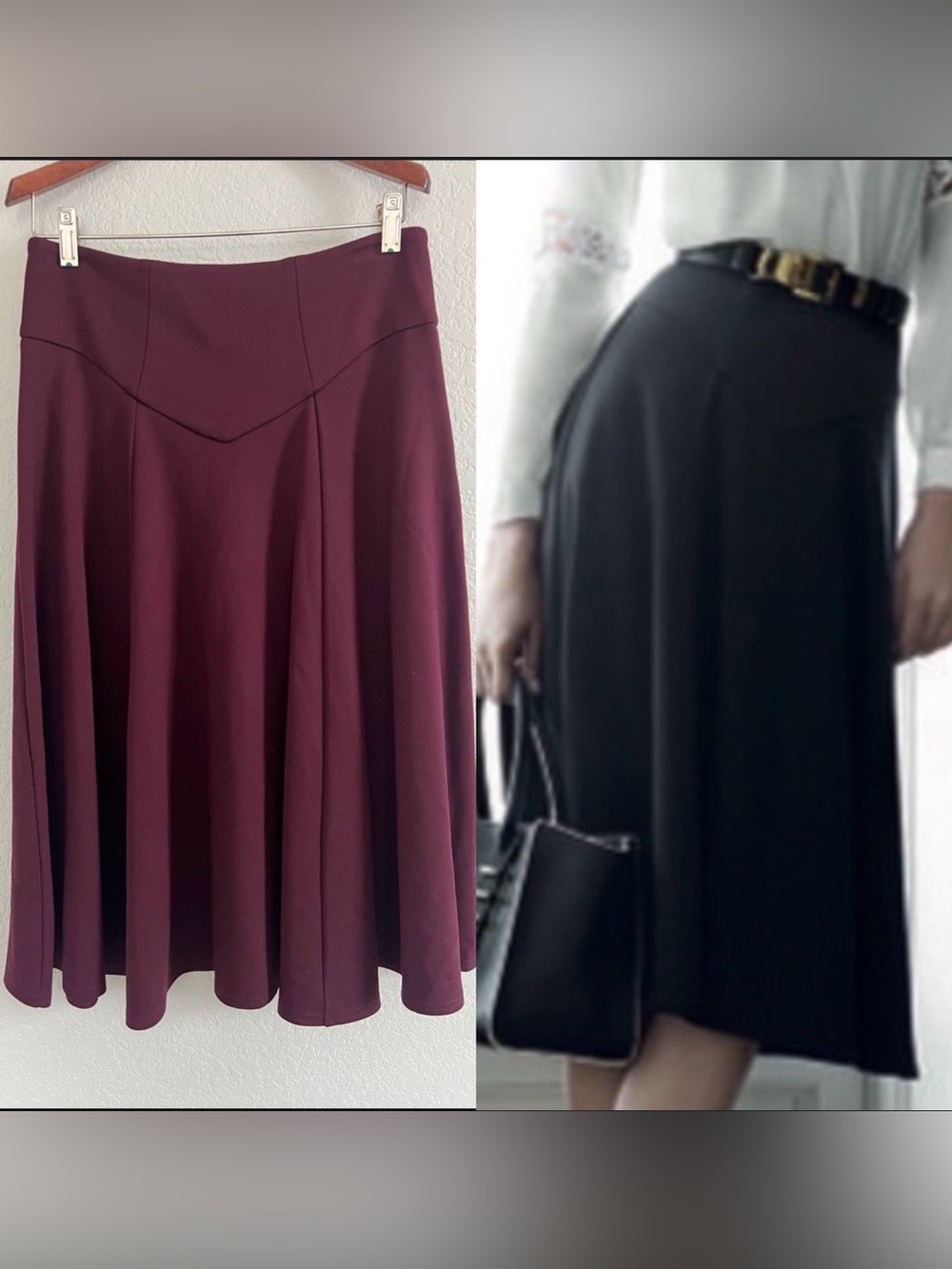 Anne Fontaine Wine Burgundy A-Line Skirt